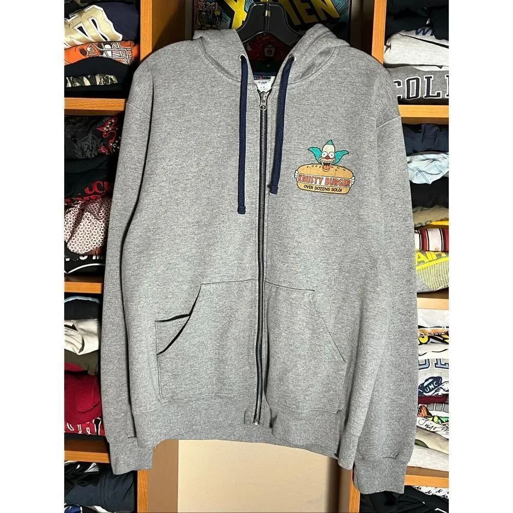 Vintage The Simpsons Krusty Burger Bart Full Zip Hoodie Medium